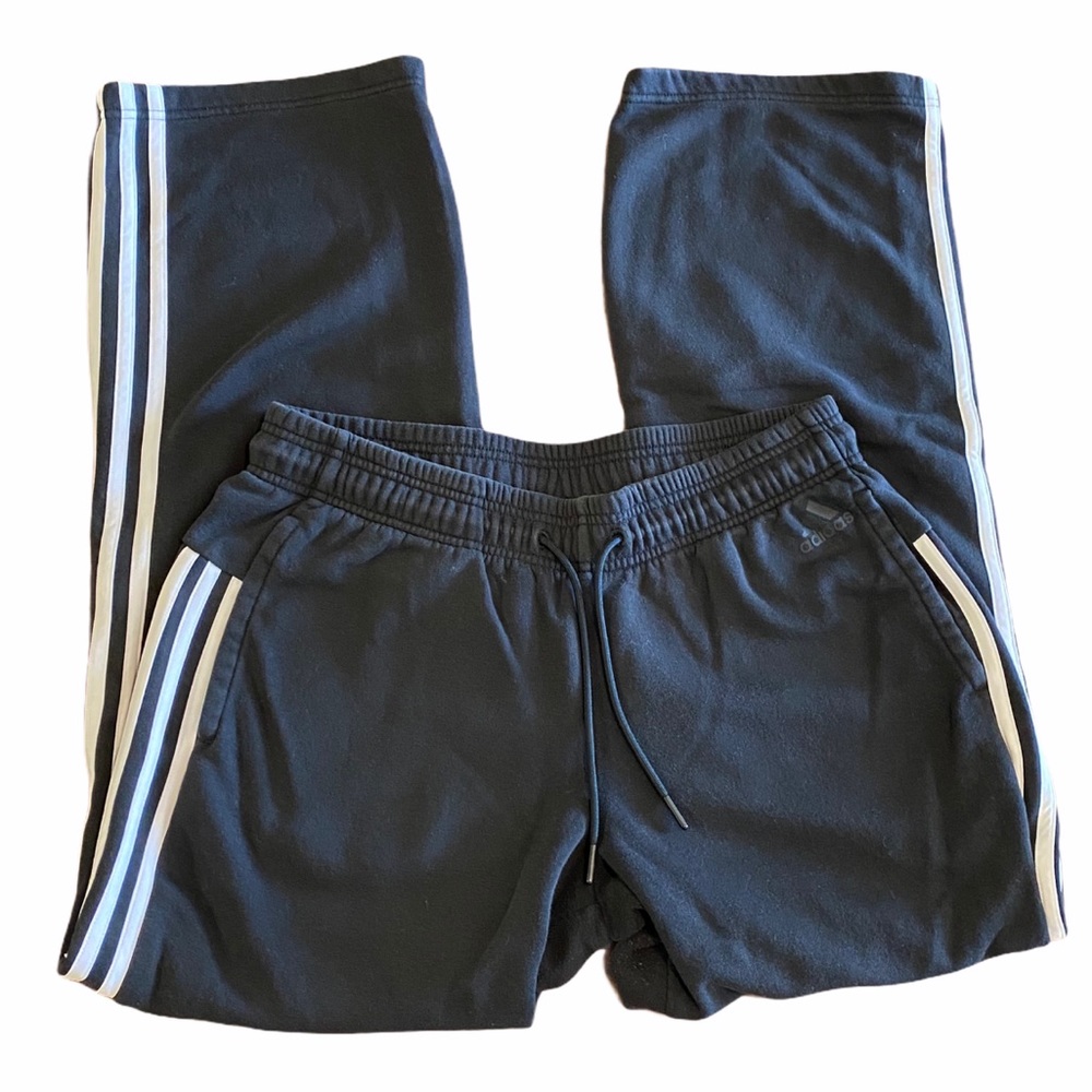 Adidas 3 Stripe Black and White Sweats Size M